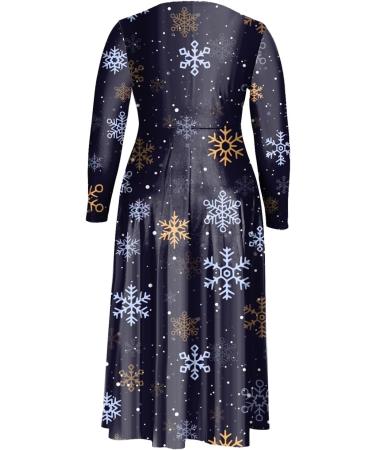 Women's Christmas Dress Hoodie - Cartoon Elk Party Costume Elegant Dark Blue Sweater Dress XXL - Buy Online on GoSupps.com