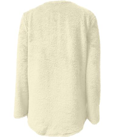 AMhomely Ladies Soft Teddy Fleece Hooded Jumper - Plus Size Double Fleece Hoodie with Pocket - V Neck Pullover Top - Winter Lounge Wear - Beige XXL - Buy Online on GoSupps.com