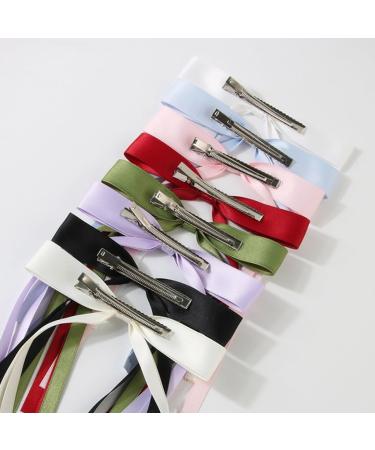 Hair Clip Bow Y2K Style Balletcore Long Bow Flat Clips Balletcore Hairpin Bow Elegant Hair Clip for Bunches D type 6 piece set - Buy Online on GoSupps.com