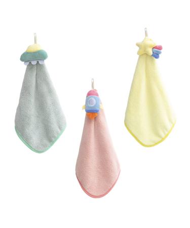 Beavorty 3pcs Towel Terry Cloth Towels Infant Wash Cloths for Bath Baby Rags Absorbent Dishtowels Face Towel Hanging Cartoon Washcloth Polyester Absorbent Face Towel Home Wash Handkerchief