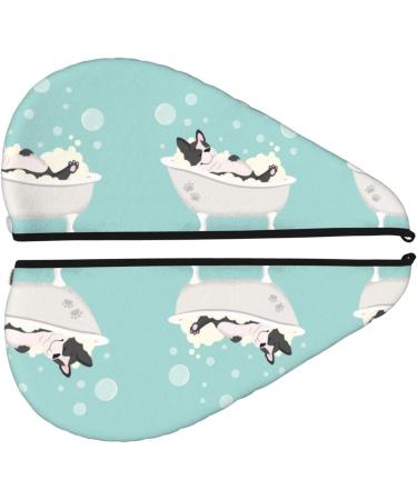 Hair Towel Wrap - Quick Drying Towel Turban with Button - Cute French Bulldog Design - Buy Online on GoSupps.com