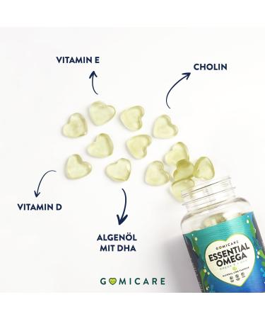 Gomicare Omega 3 Gummies - Vegan Sugar-Free Gluten & Lactose-Free - 60 Algal DHA Vitamin D & E - Health Boosting Supplements - Buy Online on GoSupps.com