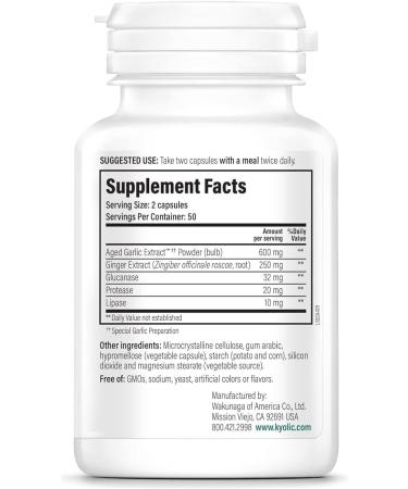 Kyolic Aged Garlic Extract Formula 102 Cleanse & Digestion* Ginger and Enzyme Complex 100 Vegetarian Tablets - Buy Online on GoSupps.com