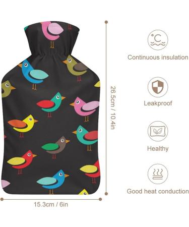 Color Bird Hot Water Bottle with Plush Cover - Bed Warmer for Adults & Children | 26.5x15.3cm - International Shipping Available - Buy Online on GoSupps.com