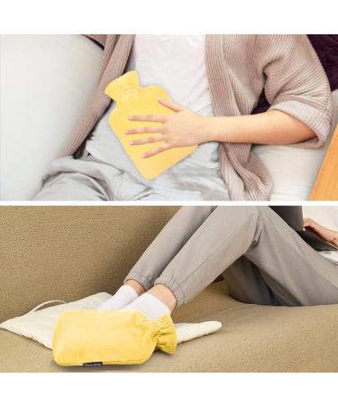 1L Hot Water Bottle with Soft Cover - 1000ml Hot Water Bag for Pain Relief - Yellow - Buy Online on GoSupps.com