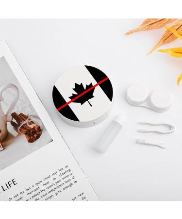 Firefighters Red Line Canada Round Case For Contact Lens Kit Storage Box with Mirror Printed - Buy Online on GoSupps.com