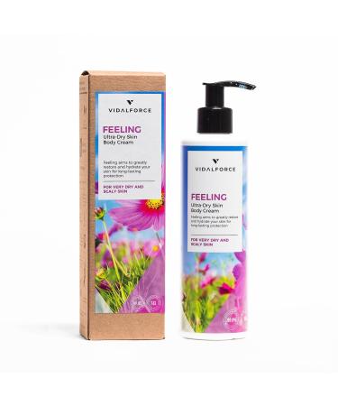 FEELING, Moisturizing Body Cream for Dry or Flaky Skin - Hydrating body cream with rosehips, hyaluronic acid and 24 active ingredients 100% natural 76% ORGANIC