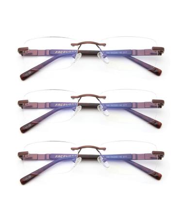 Rimless Reading Glasses Men Blue Light Blocking Readers Metal Mens Eyeglasses Anti Computer Glare 3 Pack 1.25 x