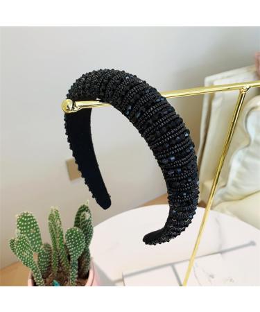 scicent Black Headband Crystal Rhinestone Head Bands Crystal Embellished Hair Band Padded Wide Hair Hoop Party Wedding Elastic Headbands for Women - 16410 - Buy Online on GoSupps.com