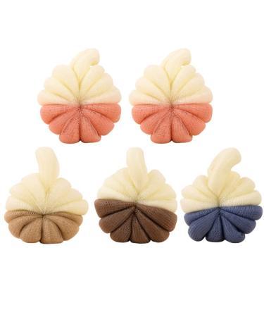 Beaupretty Sensitive Wash 5pcs Two-Color Shower Ball Scrubber Baby Puff Adults Bath Balls Bath Scrubber for Bulk Sponges Foam Soap Take a Bath Pe Child Bath Flower Kid Soap