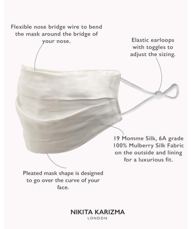 KARIZMA Beverly Hills Silk Face Mask - White Designer Facemask for Women | Washable & Reusable 19 Momme Mulberry Silk Mask - Buy Online on GoSupps.com