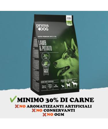 PrimaDog | Adult dog food lamb and potatoes 10 kg wheat free the perfect food for your adult dog for dogs of all sizes - Buy Online on GoSupps.com