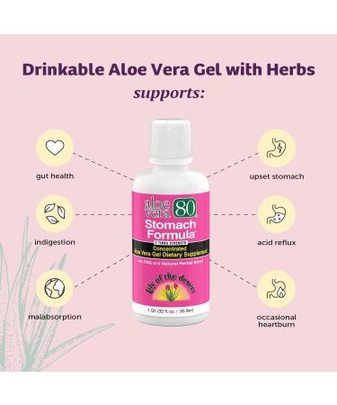 Lily Of The Desert Stomach Formula Aloe Vera 80 Gel - Concentrated Aloe Vera Juice with Slippery Elm Chamomile Peppermint and Ginger for Gut Health Heartburn Acid Reflux 32 Oz (Pack of 3) - Buy Online on GoSupps.com