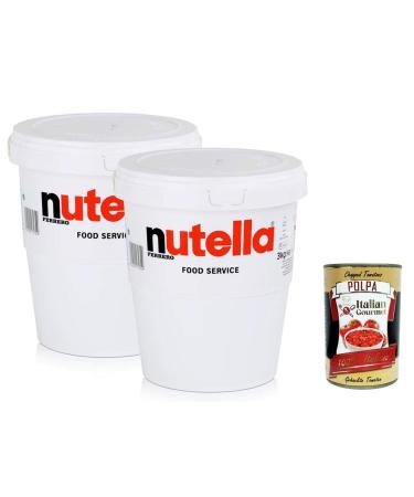 Italian Gourmet E.R. Set of 2 Jumbo Nutella Ferrero XXL spread cups with Ferrero nougat cream + Italian Gourmet Polpa 400g