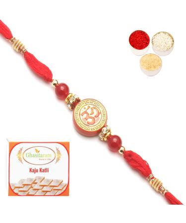 Ghasitaram Gifts Rakhi for Brother Rakhis Online - 6285 Rakhi Thread with 400 GMS of Kaju katli Rakhi with 400 gms of Kaju katli