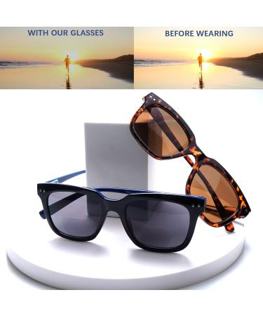 CLASAGA Bifocal Reading Sunglasses for Men & Women | UV400 Protection | Retro Spring Hinges | 1.25x Magnification | 4 Stylish Colors - Buy Online on GoSupps.com