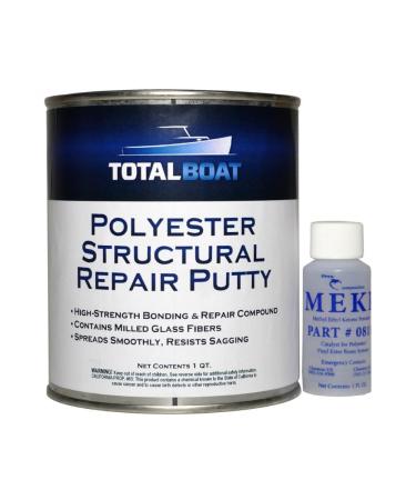 TotalBoat Polyester Structural Repair Putty - Marine Grade Long Strand Fiber Fiberglass Reinforced Filler for Boat and Automotive Repair Quart Kit