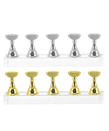 minkissy 2 Sets nail holder crystal display stand nail practice stand nail display stand Nail Practice Holder Nail Stand Nail Art Practice Stands Nail Art Supplies Nail Art Stand Metal 2.4X1.4X1.4CM Assorted Color