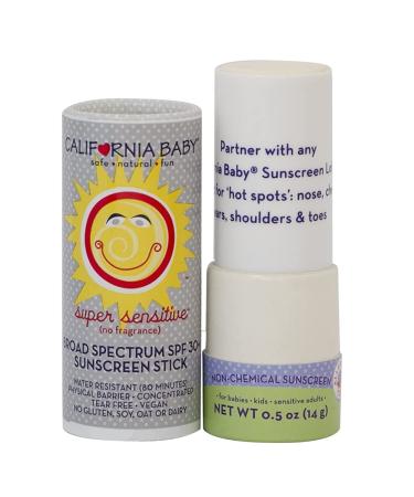 California Baby Super Sensitive SPF 30+ Sunscreen Stick | Fragrance-Free | Allergy-Friendly | Benzene-Free | 0.5 oz | For Dry & Sensitive Skin - Buy Online on GoSupps.com