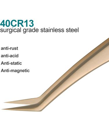 SGNEKOO Eyelash Extension Tweezers Set - Precision Kit for Volume & Individual Lashes - Slanted & Golden - Includes Storage Case - MS015-4 - Buy Online on GoSupps.com