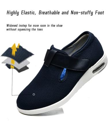 GSFY Women's Diabetic Shoes Wide Width Adjustable Closure for Swollen Feet, Neuropathy, Arthritis - Size 8.5 Wide Navy Blue - Buy Online on GoSupps.com