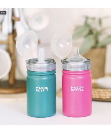 Stainless Steel Mason Bottle Straw Cup - Pink | Light-Weight | Single-Wall | Includes 1 Mason Jar, 1 Ring & Cap, 1 Straw Top - Buy Online on GoSupps.com
