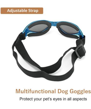 WELLXUNK Dog Sunglasses | UV Protection & Waterproof | Adjustable Strap for Small & Medium Dogs - Blue - Buy Online on GoSupps.com
