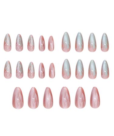 Press on Nails - Ombre False Nails | Medium Design Press on Nails Ombre Almond Cat Eye Medium Fake Nails Includes 24 Press on Nails and Nail File for Woman Girl 12 Sizes