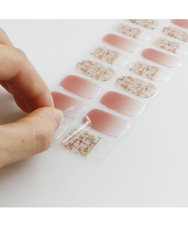 JMEOWIO Gel Nail Stickers French Tip White Light Orange Semi Cured Gel Nail Strips Wraps UV/LED Nail Supplies Nail Art Design Decoration Accessories - Buy Online on GoSupps.com