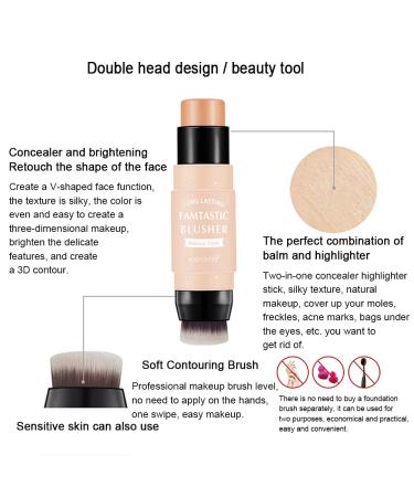 2Pcs Cream Contour Highlight Stick Set with Built-In Blending Brush - Long Lasting and Smooth Finish - Face Makeup Highlight & Contour Duo - Buy Online on GoSupps.com