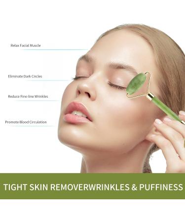 Hrobig Gua Sha & Jade Roller Face Set - 100% Natural Jade Anti-Aging Skin Care Device for Face Eyes & Neck - Tightens Skin & Promotes Youthful Glow - Buy Online on GoSupps.com