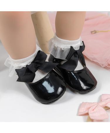 CENCIRILY Baby Girl Mary Jane Shoes Anti-Slip First Walking Bowknot Soft Sole Princess Wedding Dress Flats - Black | 6-12 Months - Buy Online on GoSupps.com