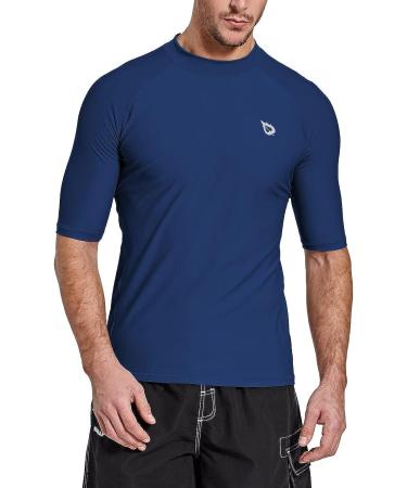 Baleaf Men's Short Sleeve Rashguard Swim Shirt UPF 50+ Sun Protection - Dark Blue, Small - Buy Online on GoSupps.com