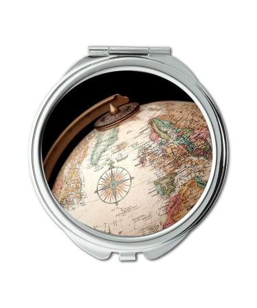 YENDOSTEEN Mirror makeup mirror Map Wallpaper map of the world Pocket Mirror portable mirror