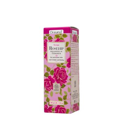 Buy DRASANVI BIO Rosehip Serum 30ml - Anti-Wrinkle Beauty Serum for Dry & Mature Skin - Moisturizing with Geranium Oil - Floral Scent - International Shipping Available - Buy Online on GoSupps.com