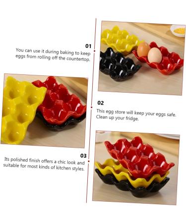 Angoily 1pc Egg Tray Egg Keeper Storage Reusable Egg Cartons Cup Holder Tray Decorations Ceramics - Buy Online on GoSupps.com
