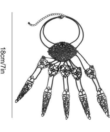 Finger Nail Tip Claw Bracelet - Halloween Adjustable Finger Nail Tip Claw Bracelet | 7 Inch Finger Claw Ring Bracelet | Multipurpose Finger Nail Tip Hand Chain for Cosplays Masquerade Weddings black - Buy Online on GoSupps.com