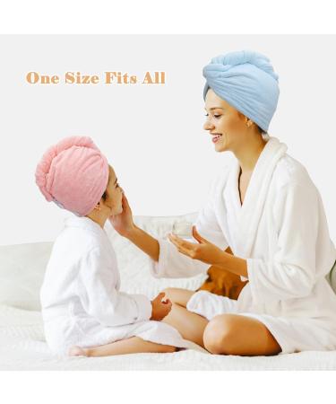 FREATECH Microfiber Hair Turban - Quick-Drying Towel for Women & Kids | Soft Absorbent Frizz-Free Hair Towel - 3 Colors: Pink Light Blue Gray - Buy Online on GoSupps.com