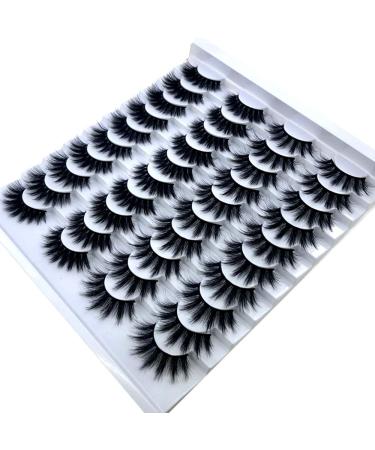 HBZGTLAD 20 pairs 3D Mink Lashes Natural False Eyelashes Dramatic Volume Fake Lashes Makeup Eyelash Extension Silk Eyelashes (007)