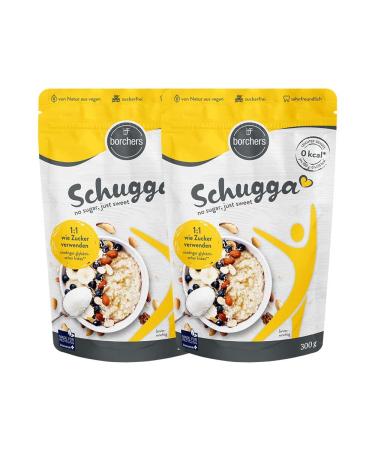 2x Borchers Schugga 300g |No Sugar Just Sweet |Erythritus with sucralose |Crystalline sprinkle feet |Sugar alternative |Sweet agent |2x 300g bag