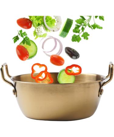 Metal Bowls - Snacks Bowl with Double Ear | Noodle Bowl with Handle | Stainless Steel Soup Bowls for Camping | Korean Golden Snack Bowl | Household Serving Bowl for Rice Desserts | Cooking Bowl Gold 13CM - Buy Online on GoSupps.com
