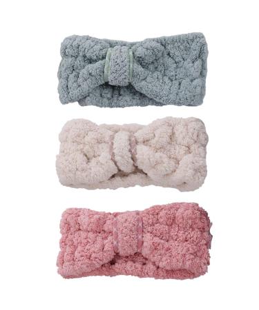 Frcolor 3-Piece Coral Fleece Makeup Headband Set - Soft Spa Hair Bands with Bowknot for Shower & Face Washing | Elastic Cosmetic Hair Accessories - Buy Online on GoSupps.com