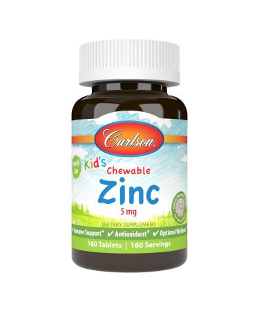 Carlson - Kid's Chewable Zinc 5 mg Health Support Natural Mixed Berry Flavor 160 Tablets 160 Count (Pack of 1)