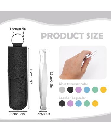 Nose Hair Trimming Set with Leather Sleeve - Stainless Steel Clippers for Men and Women - Silver - Buy Online on GoSupps.com