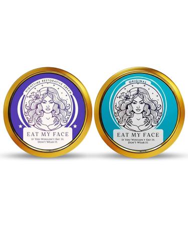 Eat My Face Grass-Fed Tallow Skincare & Nighttime Cream Bundle - Infused with Shea Butter Cocoa Butter Sea Buckthorn Oil & Vitamin E for Hydrated Youthful Skin -Vanilla & Lavender Scent - 4.0 fl oz