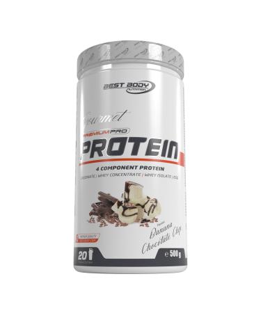 Best Body Nutrition Gourmet Premium Pro Protein Banana Chocolate Chip 4 components Protein Shake: Caseinat Whey concentrate whey isolate egg protein 500 g can banana chocolate chip 500 g (1 Pack)