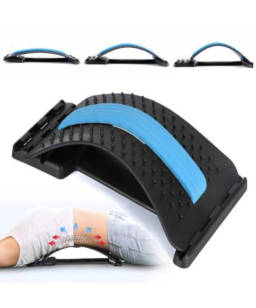 Back extensor device back stretcher 3 level back cracker neck stretcher orthopedic for relief from back pain posture correction blue