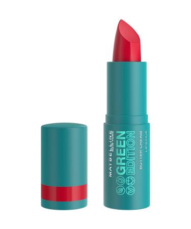 Maybelline Green Edition Butter Cream High-Pigment Bullet Lipstick  Maple  Bright Red  0.12 oz