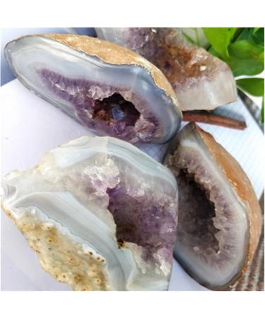Natural Crystal Rough Natural Agate Rough Stone Raw Crystal Hole Cut Purple Cluster Crystal Ornaments Stone Collection - Buy Online on GoSupps.com