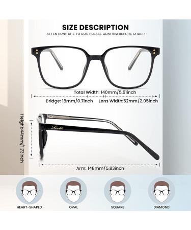 Livho Acetate Blue Light Blocking Glasses | Fashion Fake Eyeglass Frames for Women Men | Anti Blue Lens for Computer Gaming | Bright Black - Buy Online on GoSupps.com